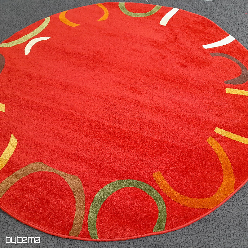 Alfombra redonda Figaro de 200 x 200 cm, color rojo.