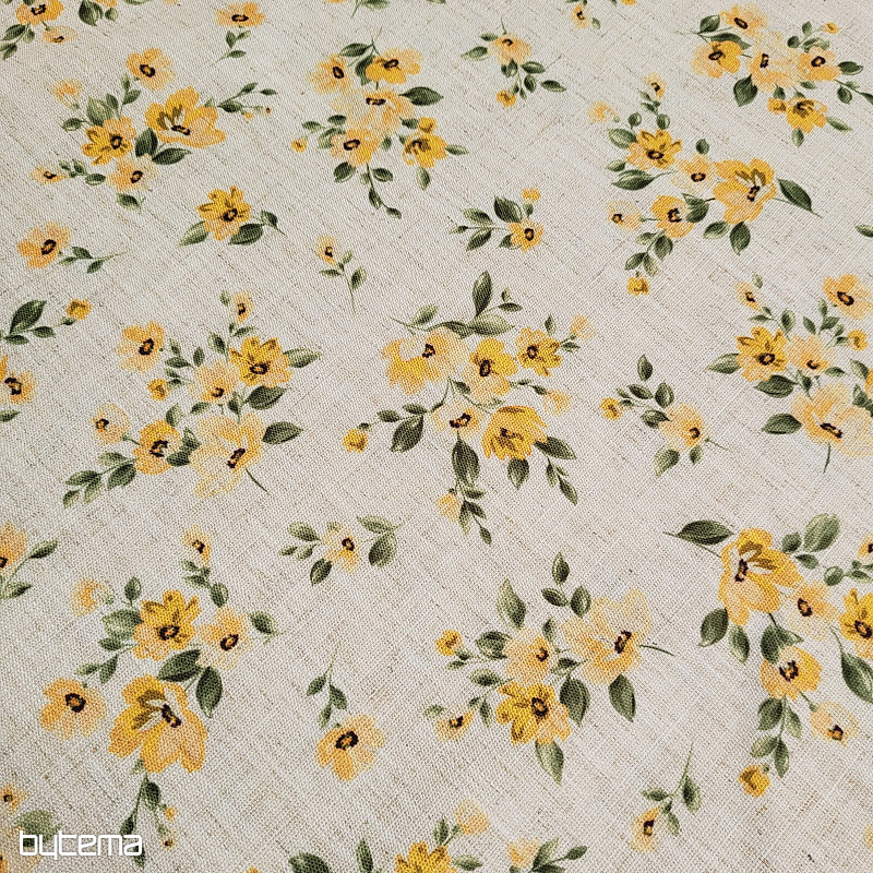 Tela decorativa FLORES LINO amarillo