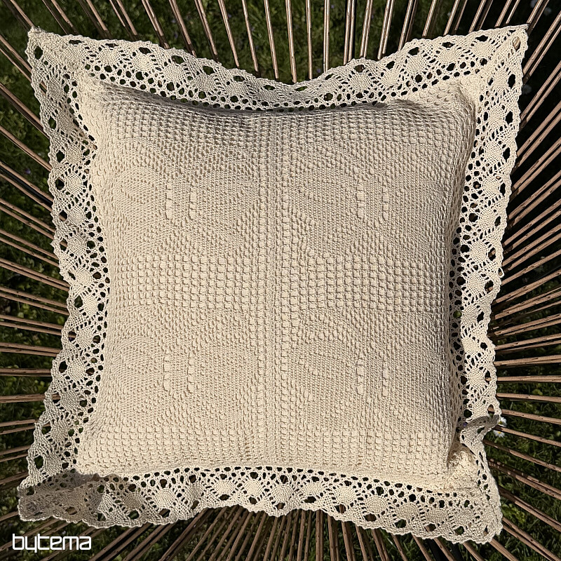 Funda de almohada decorativa ENCAJE MARIPOSA beige