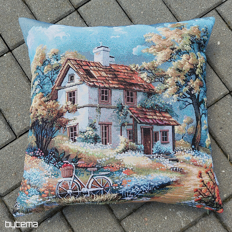 Funda de almohada de tapiz CASA Y BICICLETA