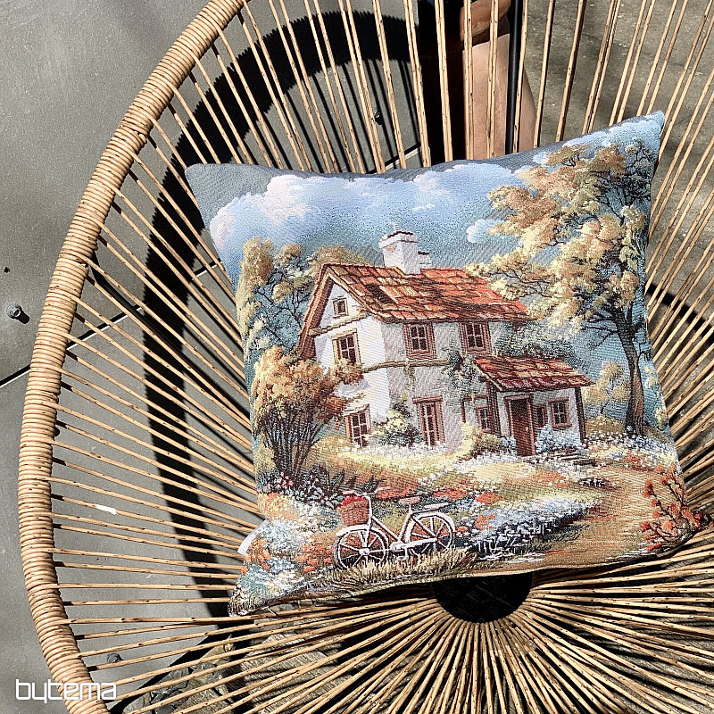 Funda de almohada de tapiz CASA Y BICICLETA