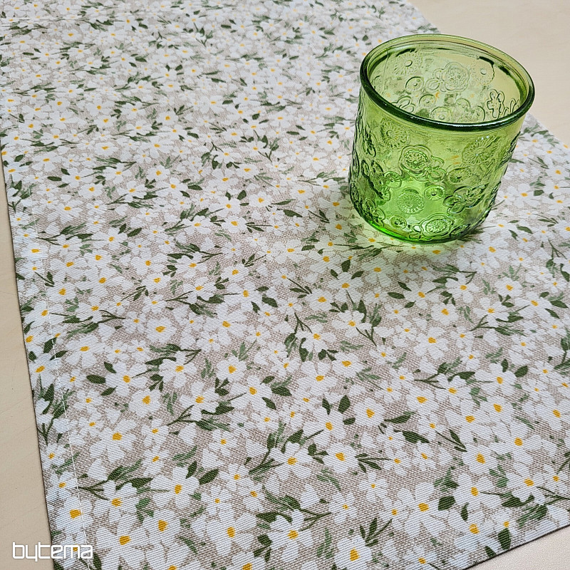 Mantel y bufanda FLORES BLANCAS