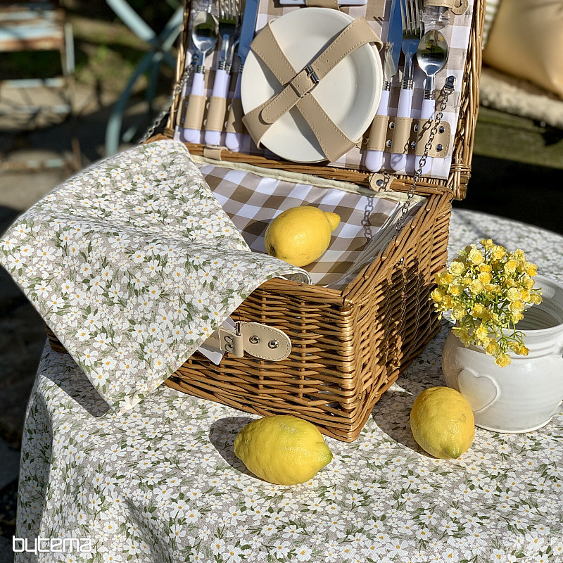 Cesta de picnic JARDÍN rayas marrones - marrón para 2 personas