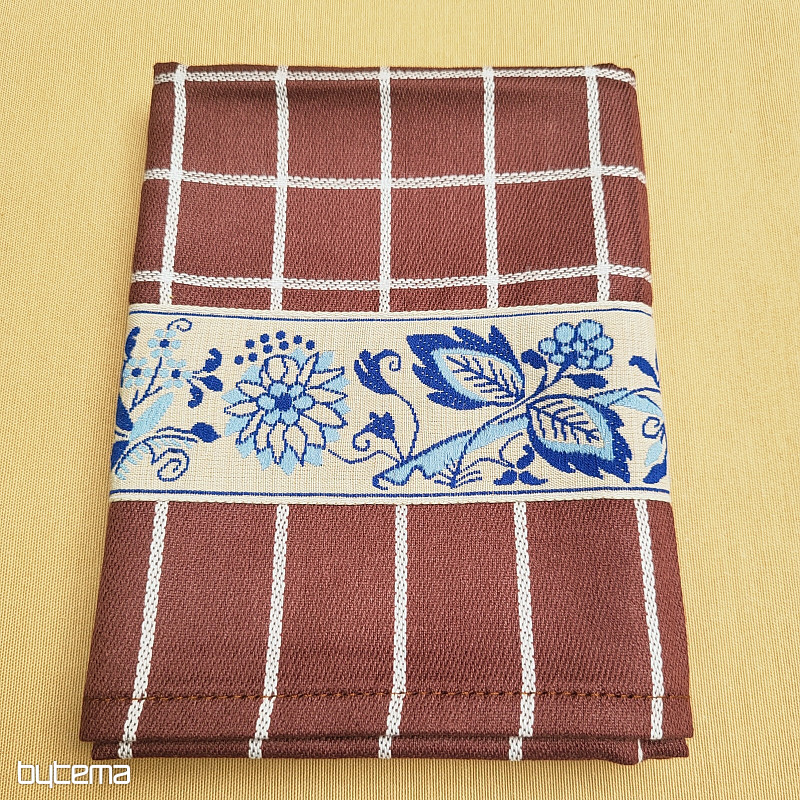 TOALLAS MARRONES DE LA ABUELA CON FLORES AZULES