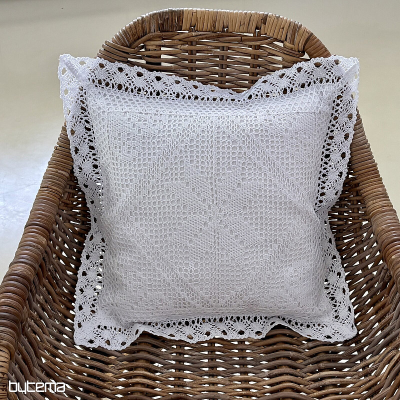 Funda decorativa de encaje blanco