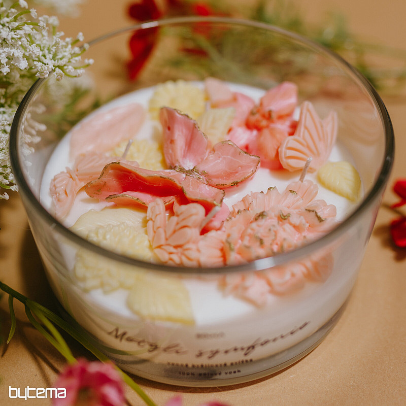 Vela aromática con forma de flor "Sinfonía de Mariposa" con tapa.