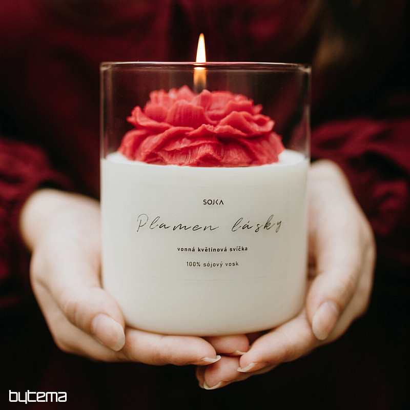 Vela aromática con forma de flor "LLAMA DE AMOR" con tapa.
