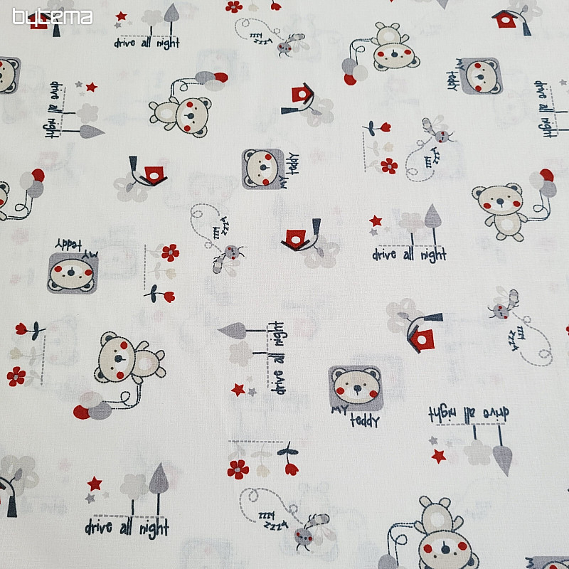 Tela infantil OSITO DE PELUCHE rojo