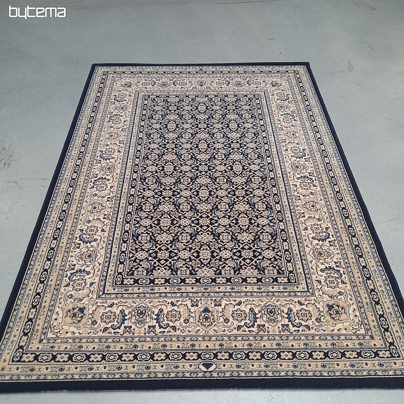 Alfombra clásica de lana ORIENT con estampado azul en toda su superficie