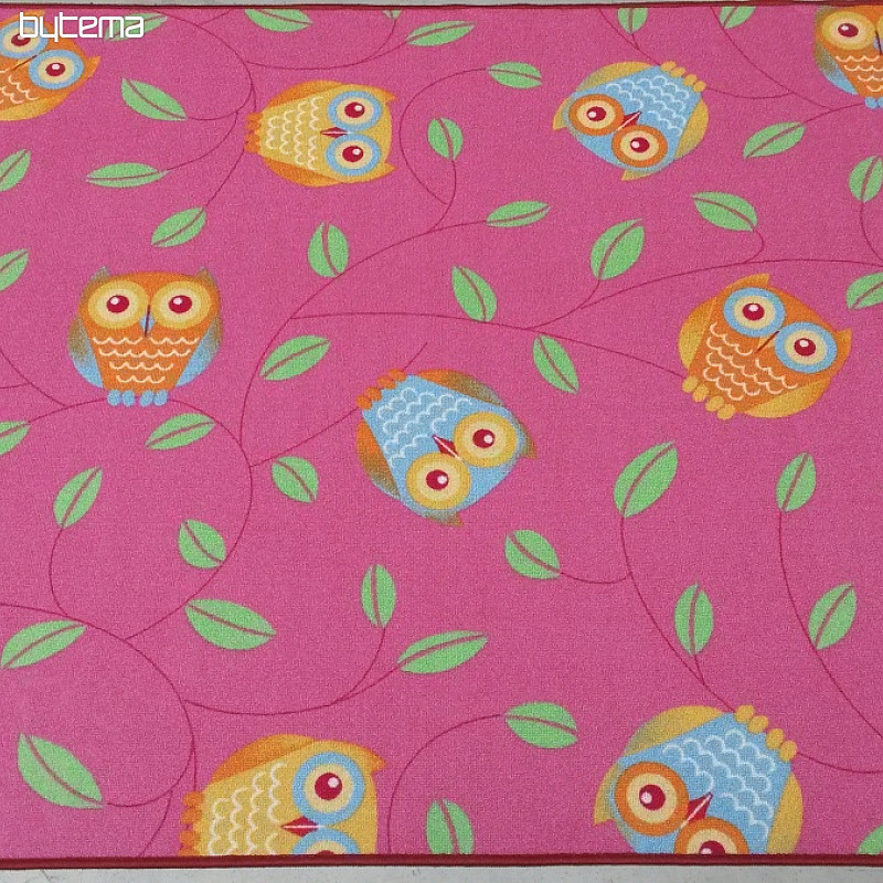 Alfombra para niña OWLS - Happy owl rosa