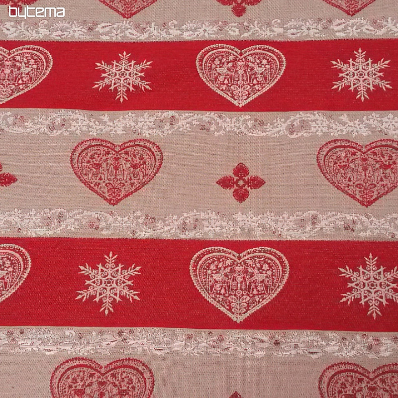 Tela decorativa de rayas jacquard rojo