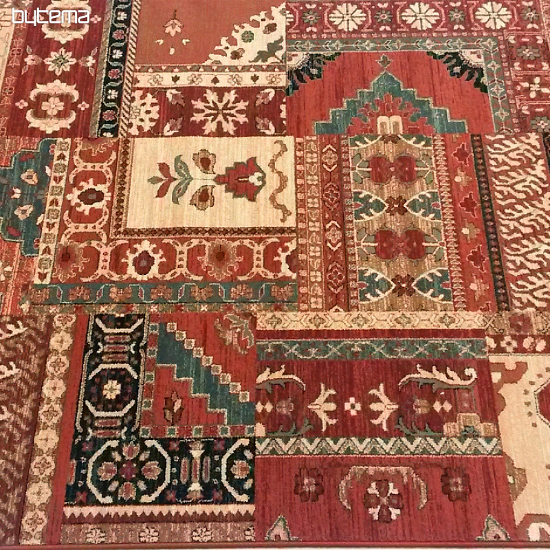 Alfombras de lana de lujo ROYAL PATCHWORK multicolor rojo