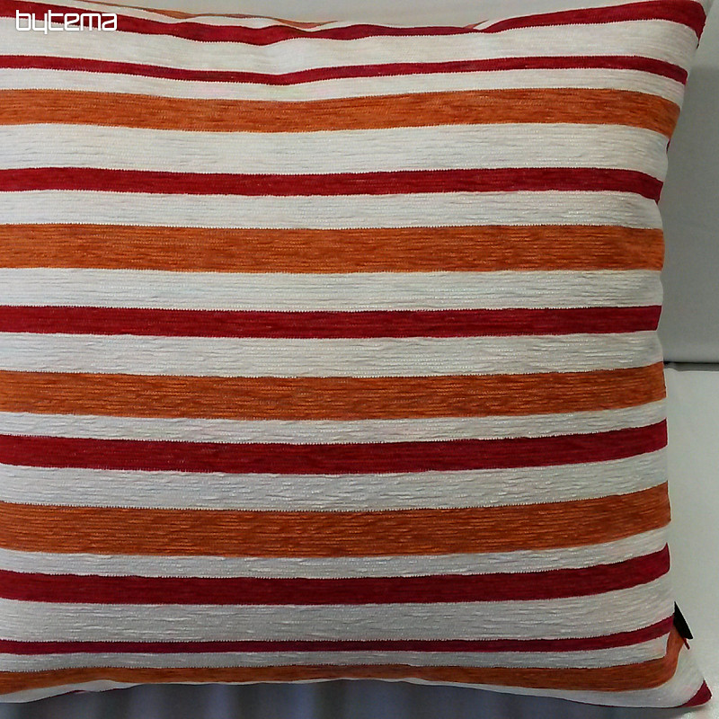 Funda de cojín decorativa PEKING rayas rojo-naranja