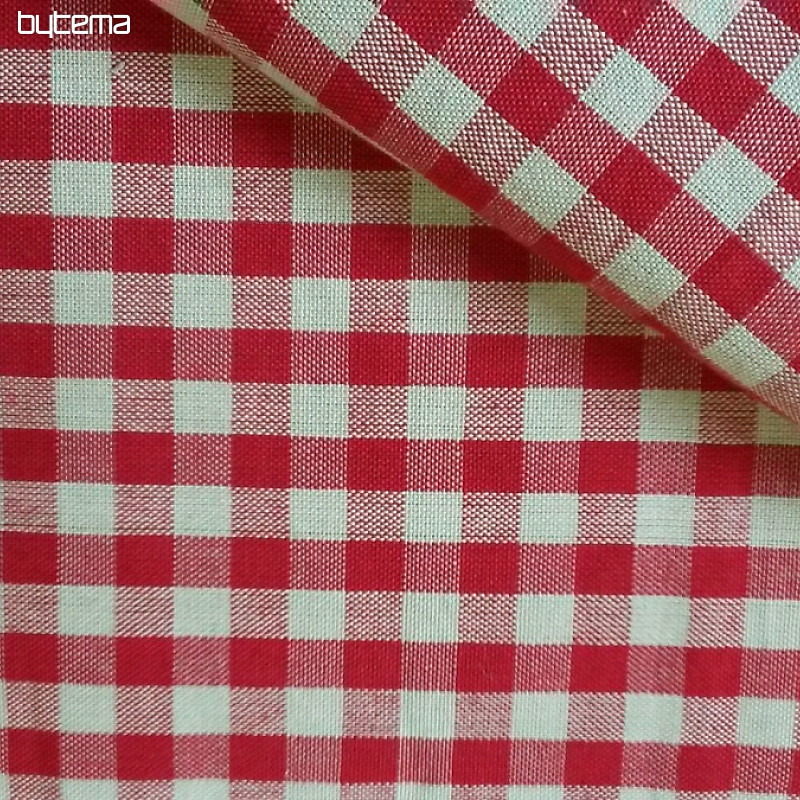 MERIGNAC tela cuadros beige/rojo