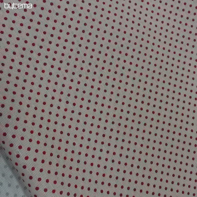 Tela decorativa ALBY crema lunares rojo