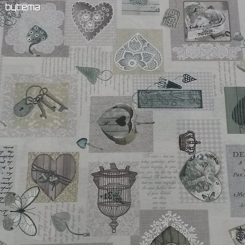 Tela decorativa CORAZÓN SHABBY verde