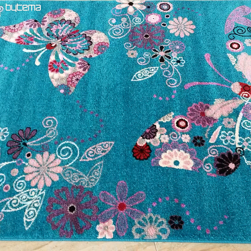 Alfombra infantil BELLA Mariposas turquesa