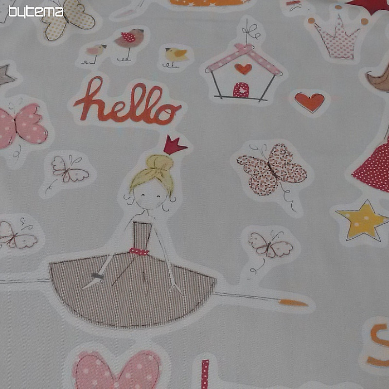 Tela decorativa infantil TWIST PRINCESS naranja