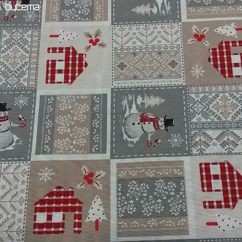 Tela decorativa Navidad SANTA gris