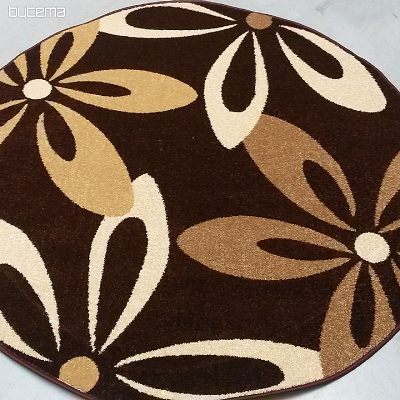 Alfombra redonda KARMEL flores marrones