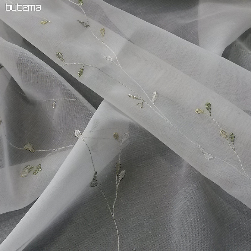 Cortina de lujo bordada GERSTER 11545 blanco - verde