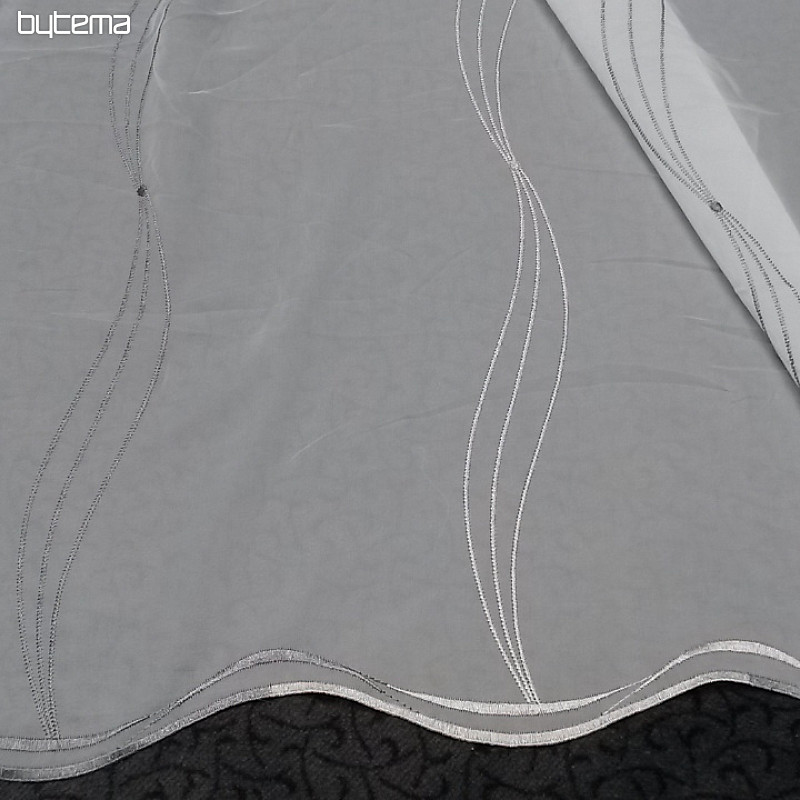Cortina de lujo bordada blanco - gris/beige GERSTER 556/0810