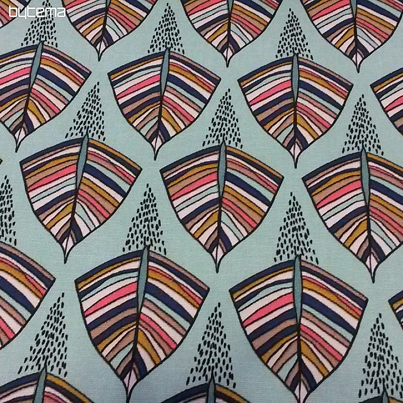 Tela decorativa EKOZI hojas turquesa