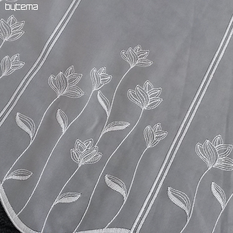 Cortina bordada para vidriera Flores