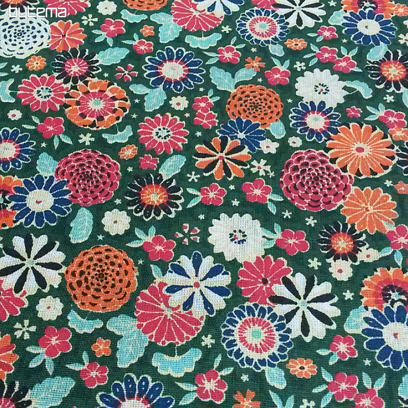 Tela de algodón MISAKI flores verde