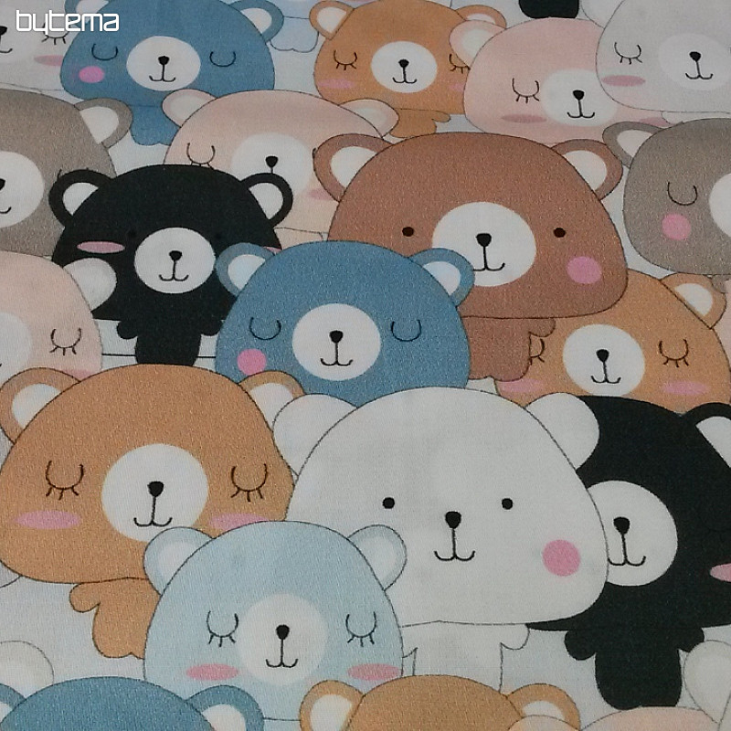 Peluche infantil de raso de algodón con ositos estampado digital