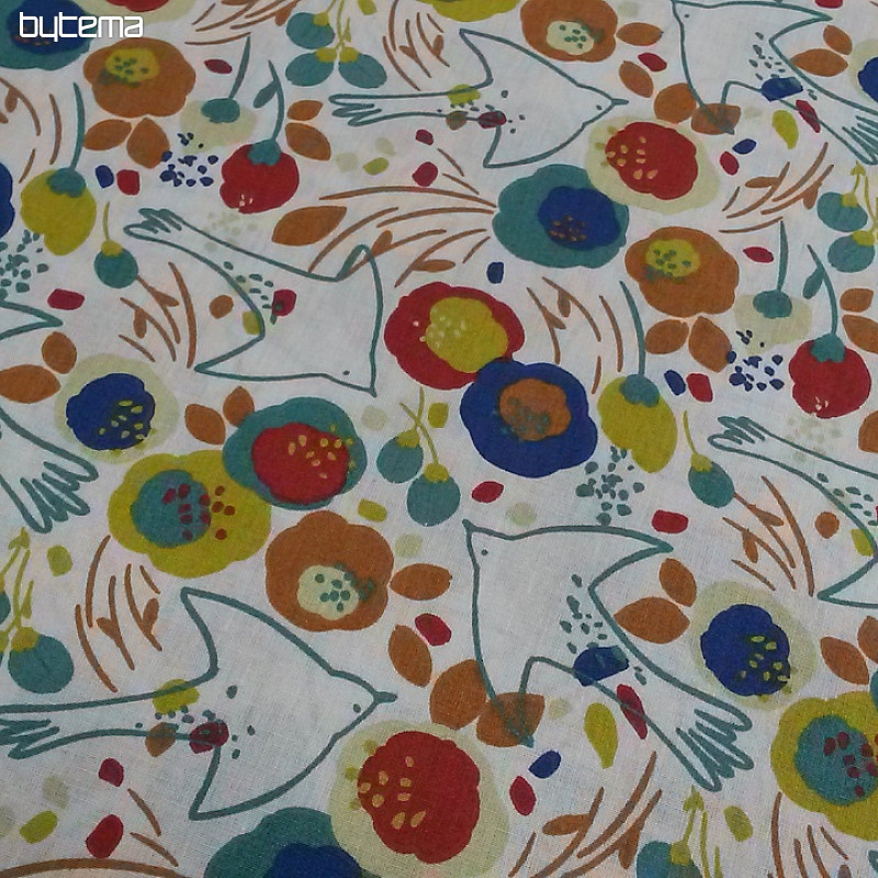Tela de algodón PÁJAROS Y FLORES