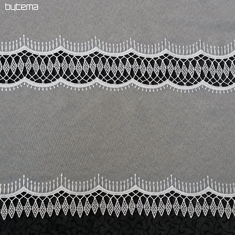 Cortina de lujo bordada GERSTER 11050 adorno blanco