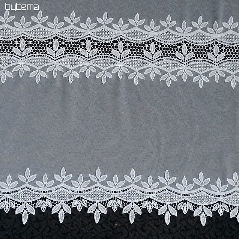 Cortina de lujo bordada GERSTER 11388 hojas blancas