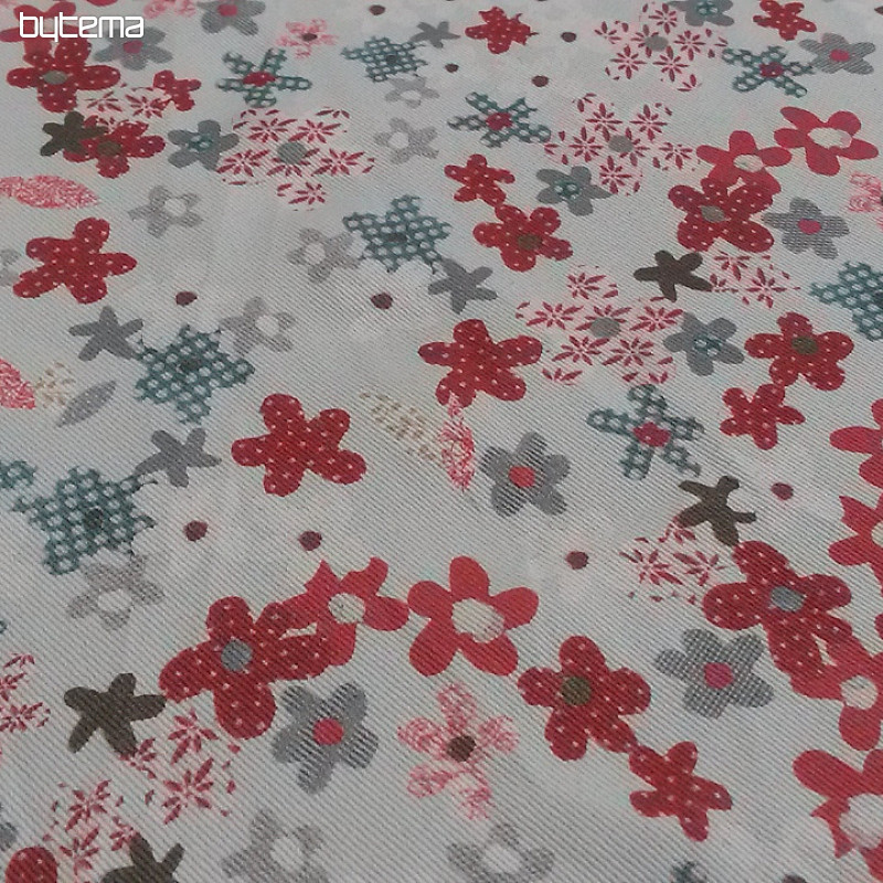 Tela decorativa infantil FLORES rojo