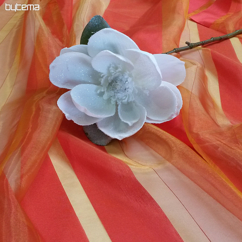 Cortina de voile naranja dorado con rayas rojas