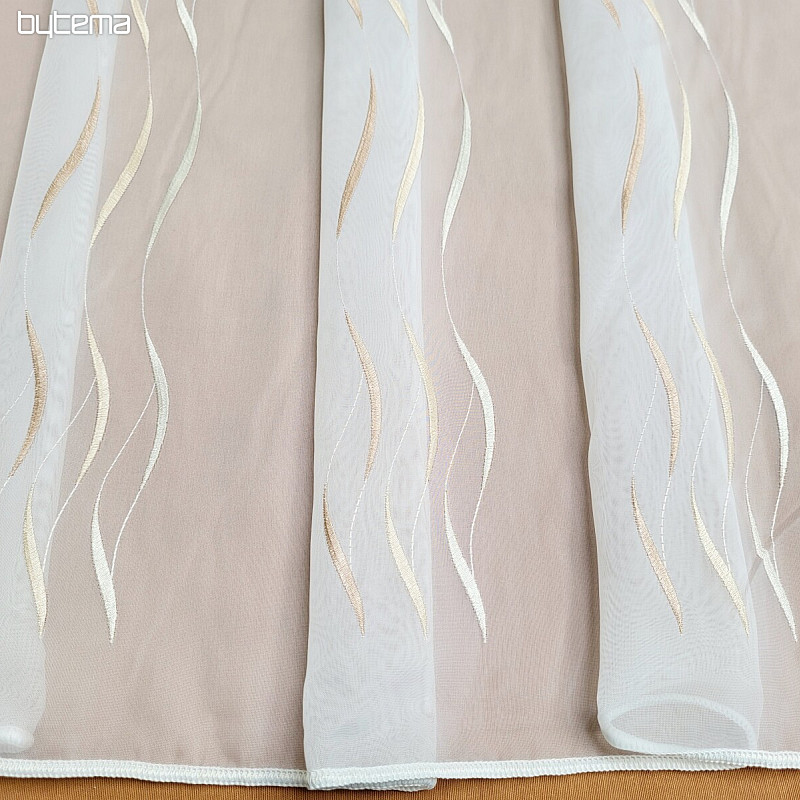 Cortina de gasa con bordado beige Gerster 195/0200