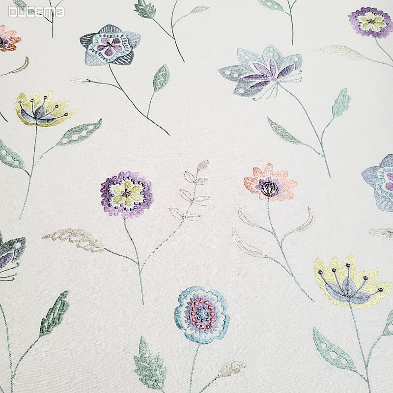 Tela decorativa bordada con flores RICHMOND violeta