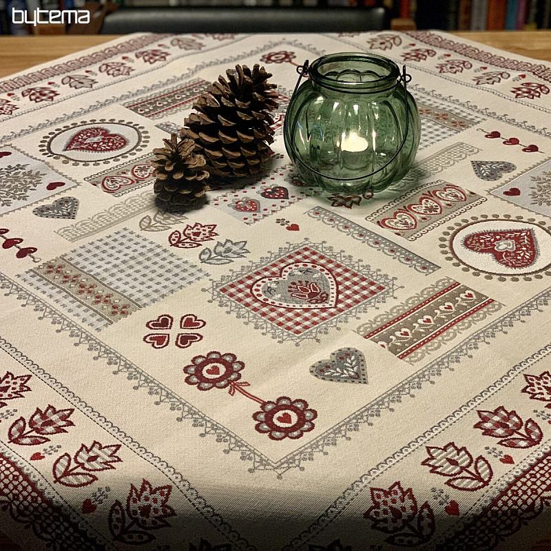 Mantel y pañuelo tapiz CORAZÓN ENCAJE