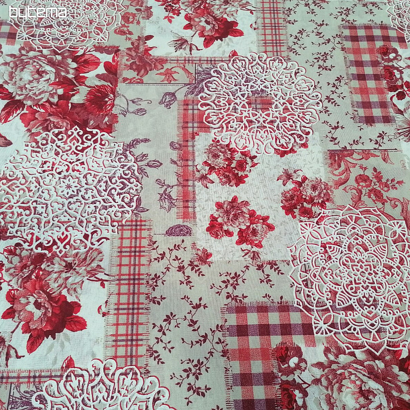 Tela decorativa CINTIA flores rojo