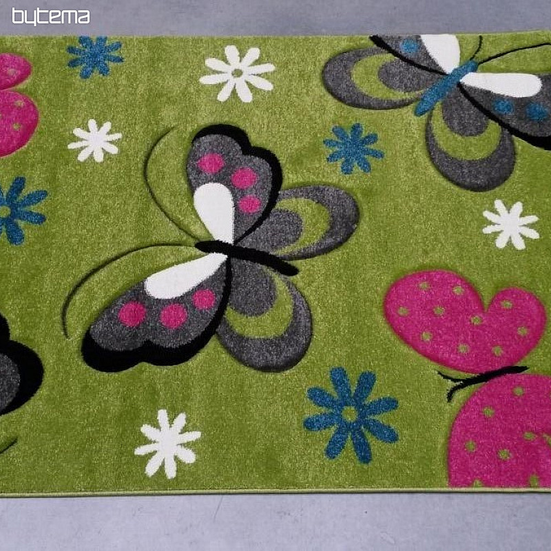 Alfombra pieza infantil Mariposas verde
