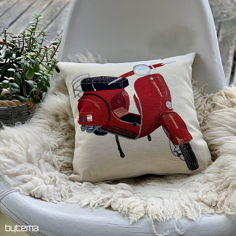 Funda de almohada tapizada VESPA SCOOTER ROJA
