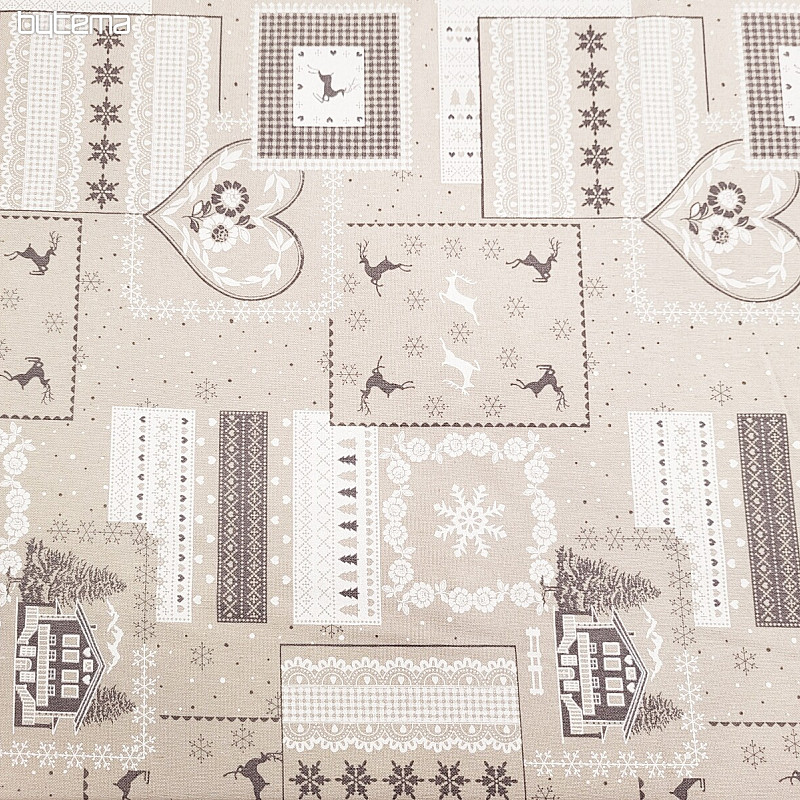Tela navideña decorativa CASA gris