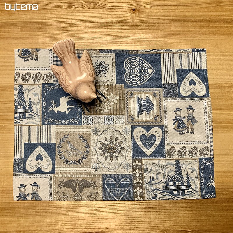 Mantel individual PATCHWORK CORAZÓN azul