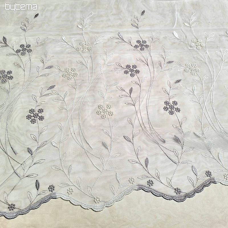 Cortina de lujo bordada GERSTER 11443 blanco - beige