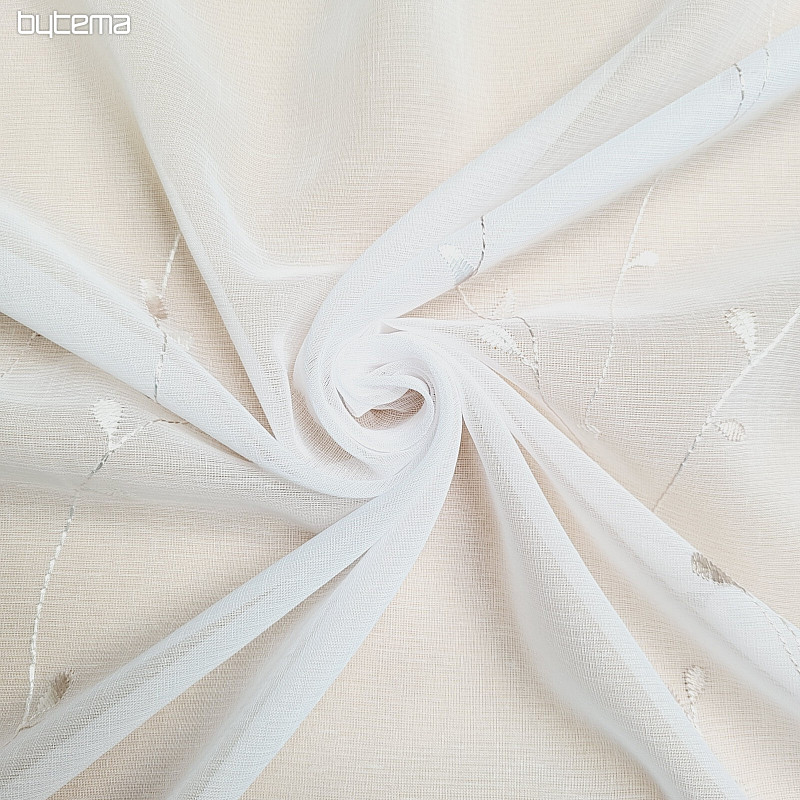Cortina de lujo bordada GERSTER 11545 blanco-beige