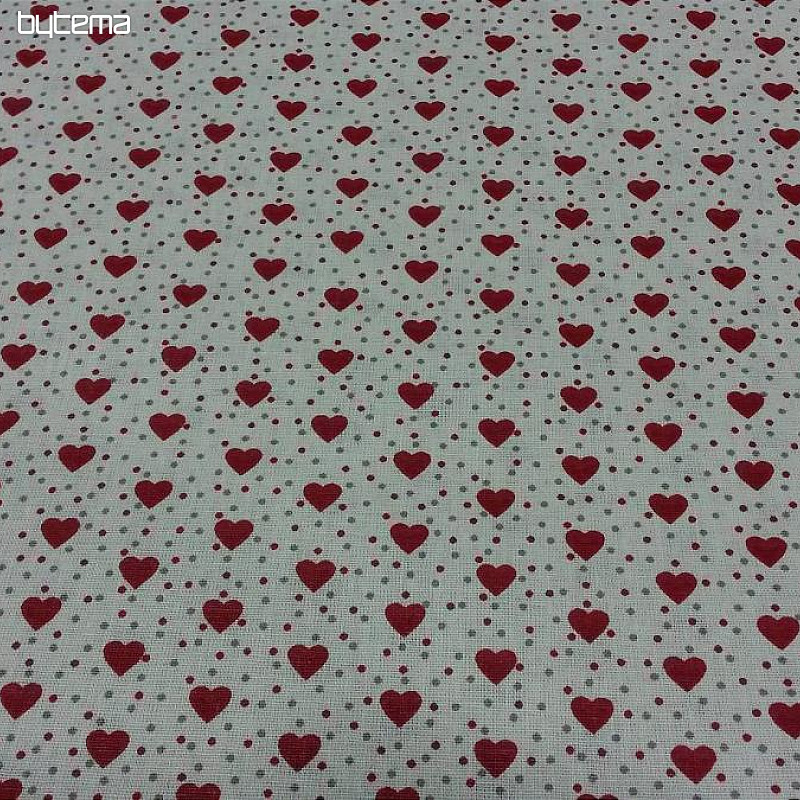 Tela de algodón MINI HEART 01 crema, corazón rojo
