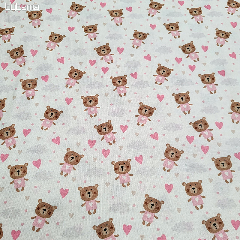 Tela de algodón LOVE BEAR rosa