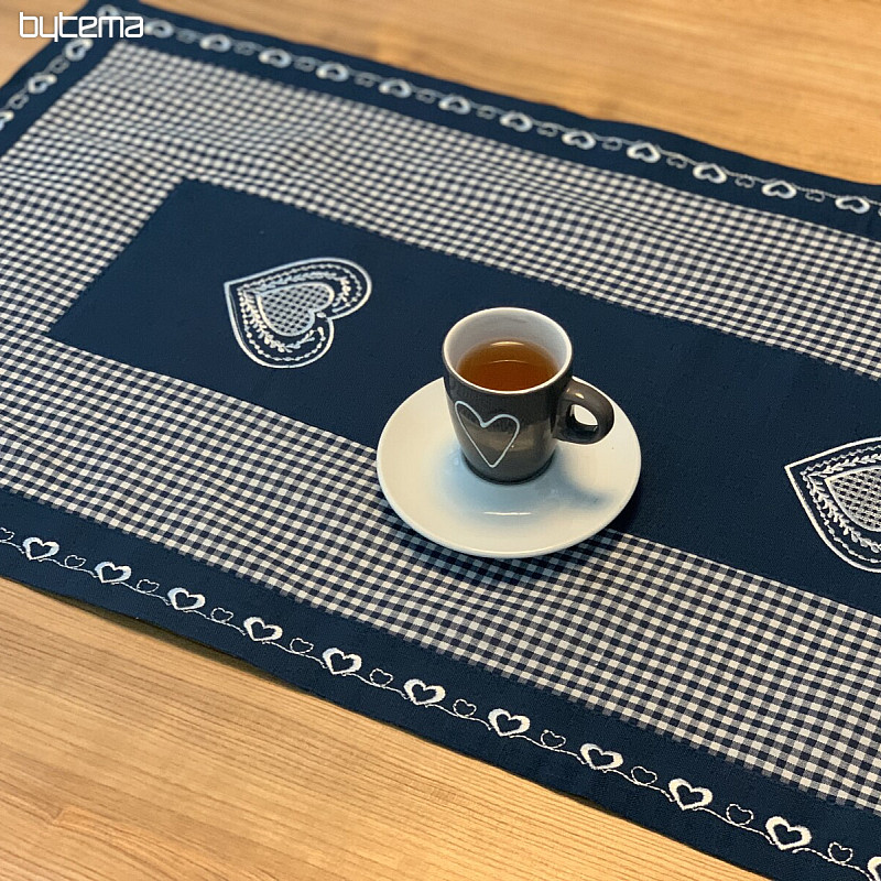 Mantel y pañuelo bordado ESTILO COUNTRY azul