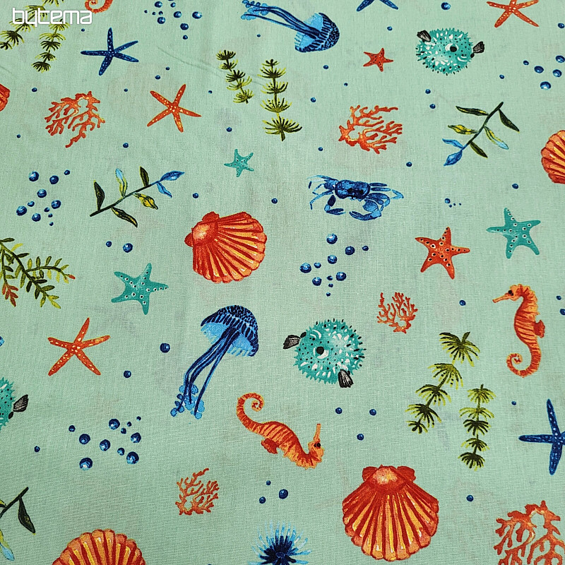 Tela decorativa MARISCOS turquesa