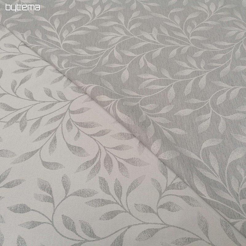 Tela jacquard decorativa NIGHT LEAFS gris